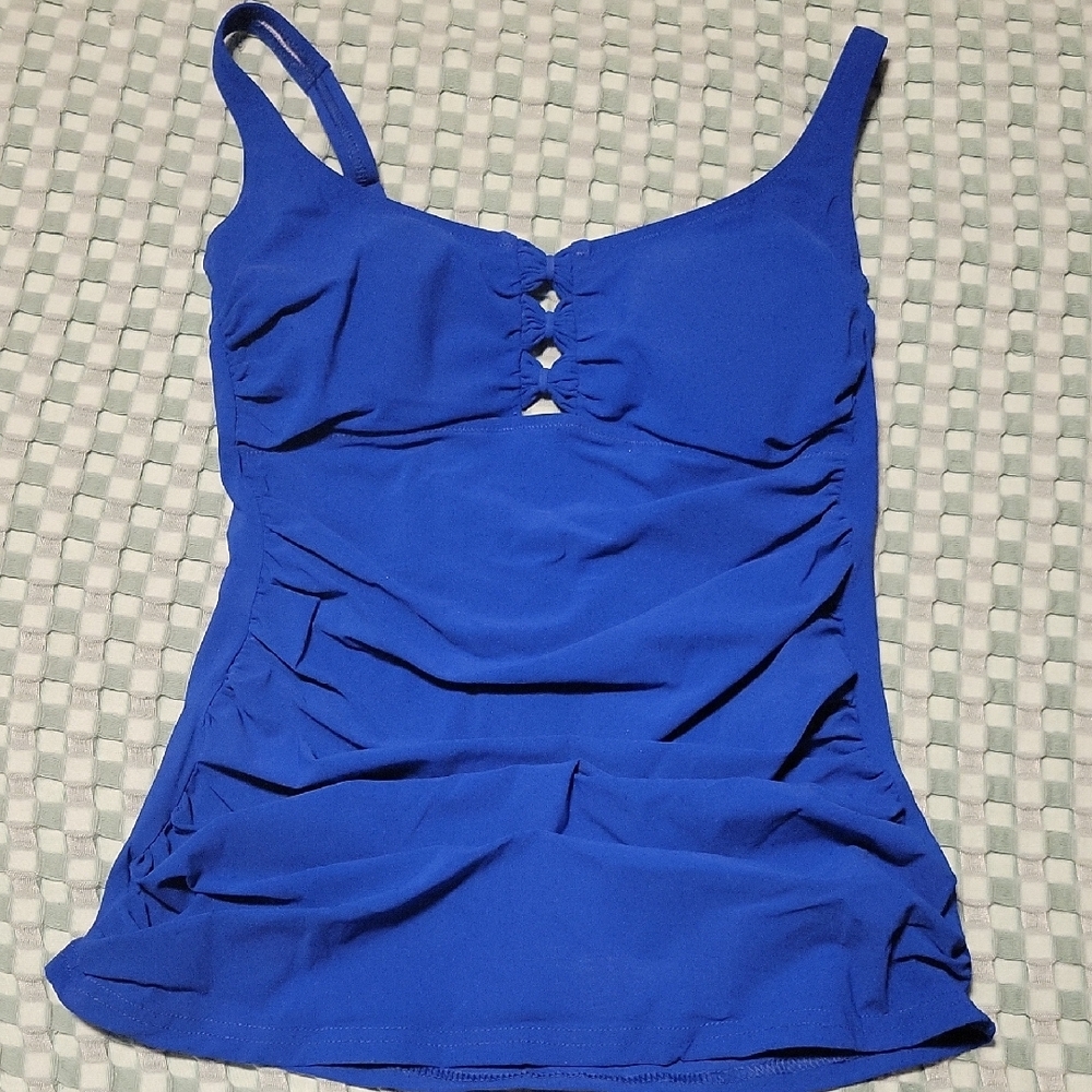 Gottex Blue Fitted Ruched Tank Top